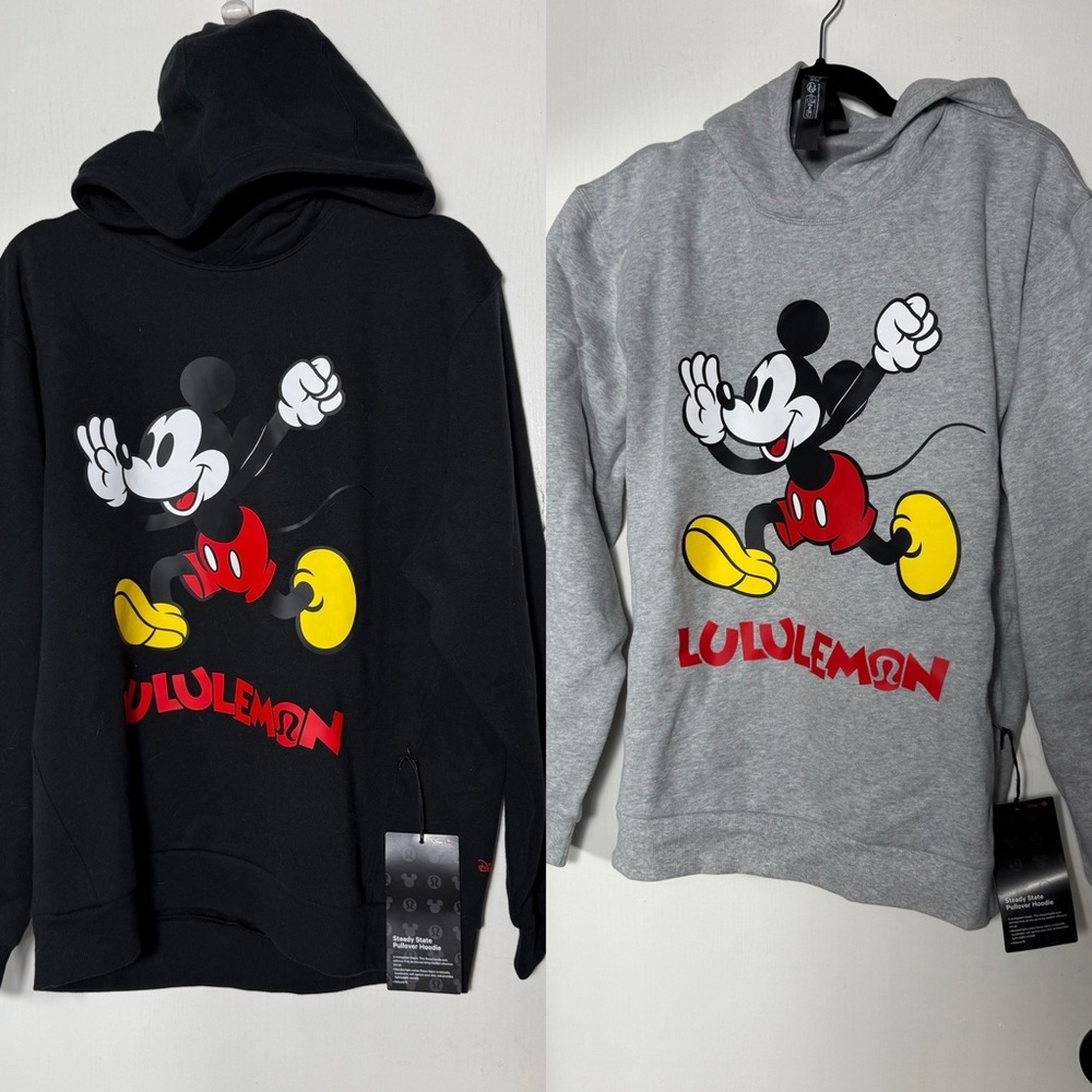 NWT Disney Lululemon Steady State Pullover Blk Hoodie Mickey Mouse Size M, L, XL